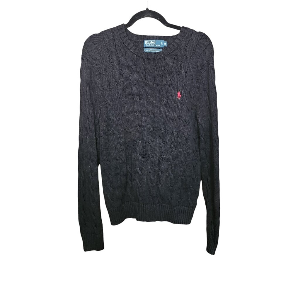 Polo Ralph Lauren Sweater Mens Black  Knit Crew Neck Pullover Size M